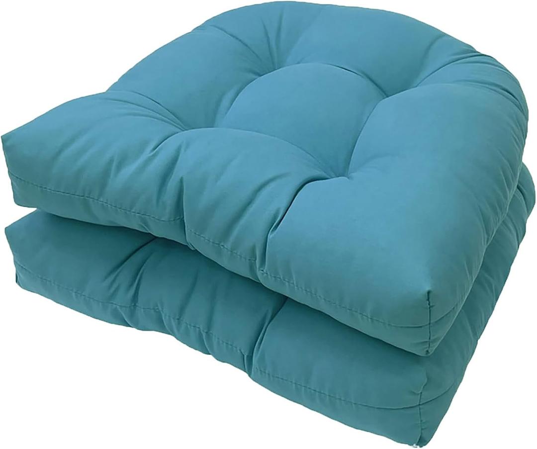 Waterproof Chair Cushions Set of 2 Outdoor,Tufted Thicken Weather and Fade Resistant Kitchen Seat Cushions,Patio Chair Pads for Garden Furniture Sofa Couch (Sky Blue)