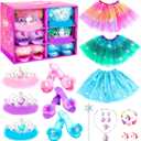 Princess Dress Up Shoes Set, Girls Dress Up Toys Toddler Jewelry Boutique Kit, 3 Themes of Unicorn Mermaid Ice Princess Costumes Set, Pretend Play Gifts for Little Girls Aged 3-6 Years Old