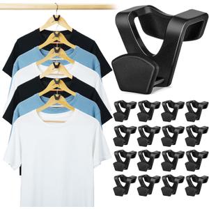 Smartor Clothes Hanger Connector Hooks 60 Pack, Closet Storage and Organization as Hangers Space Saving, Hanger Add on Hook as Closet Organizer, Stacking Hangers, Cascading Space Saver, Black