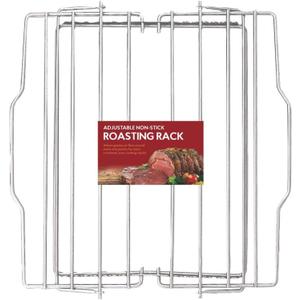 HIC Kitchen Roasting Adjustable Baking Rack, Chrome-Plated Steel, Adjusts to 7 Different Positions, 11.5 x 10.5 x 0.5-Inches (Silver)