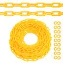 Plastic Chain, 220 FT Yellow Plastic Chain, Durable Plastic Safety Chain Barrier with 40 Hooks for Crowd Control, Private Property, Parking Lots, Driveways, Queue Line and Construction Sites