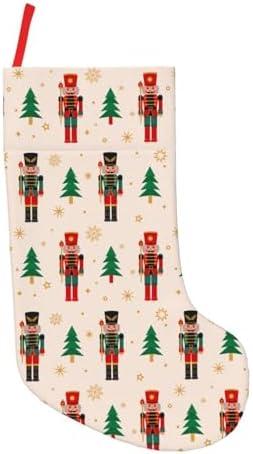 BEIQIEMWONG Christmas Tree Nutcracker 18 Inches Large Soft Christmas Stocking Hanging Socks for Family Christmas Holiday Party Decor Gifts