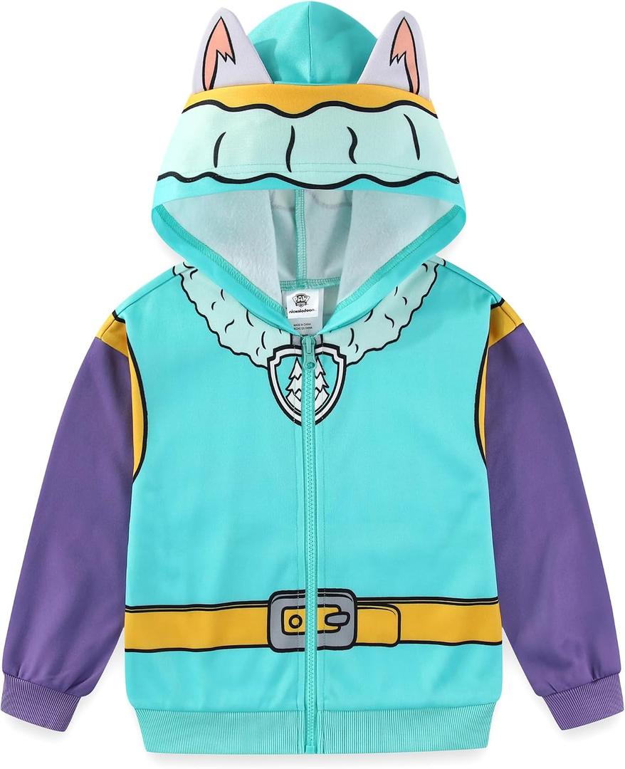 Paw Patrol Nickelodeon Everest Girls Zip Up Hoodie with Ears for Toddler and Big Kids, 6
