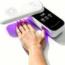 UV Nail Lamp for Desk, Rechargeable Nail Care Device for Toenail & Fingernails, Cordless UV Light with 4 Colors & 4 Timers, Rotatable Panel UV Protection Nail Desk Lamp for Nail Care
