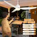 Depuley Outdoor Ceiling Fan with Light: 52 Inch Waterproof Gazebo Fans with Lights Outdoor Hanging - Plug in Remote App Control for Patio Indoor Farmhouse Porch - White 6 Speed Reversible DC Motor