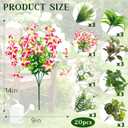 20 Pcs Artificial Plants Outdoor, Realistic Faux Greenery & Flowers UV Resistant Fake Plastic Begonia Morning Glory Eucalyptus Fern for Outdoor Decorations Patio Garden Front Porch Yard Decor