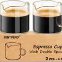 Espresso Cups Set of 2 - 4 Oz Espresso Shot Glass with Handle Double Spout Cups Clear Glass Milk Cup Espresso Accessories Great for Making Coffee Desserts Salad Dressings