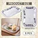 3 Pack 15.7" x 10.8" Silver Serving Trays Vintage Floral Engraved Party Platters Large Decorative Serving Tray for Food Coffee Buffet Wedding Birthday Party Supplies