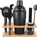 Cocktail Shaker Set Stainless Steel Bartending Kit 18.6oz Cocktail Bar Set Cocktail Mix Drink Making Kit Professional Bar and Home Drink Bar Tools for Bartender (Matte Black, 9Pcs)