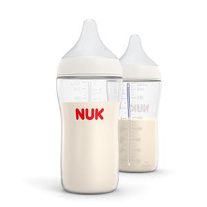 NUK Perfect Match 2-in-1 Natural and Anti-Colic 8oz Bottle with Adaptable Medium Flow Nipple, 2 Pack (8 ounces, Clear)
