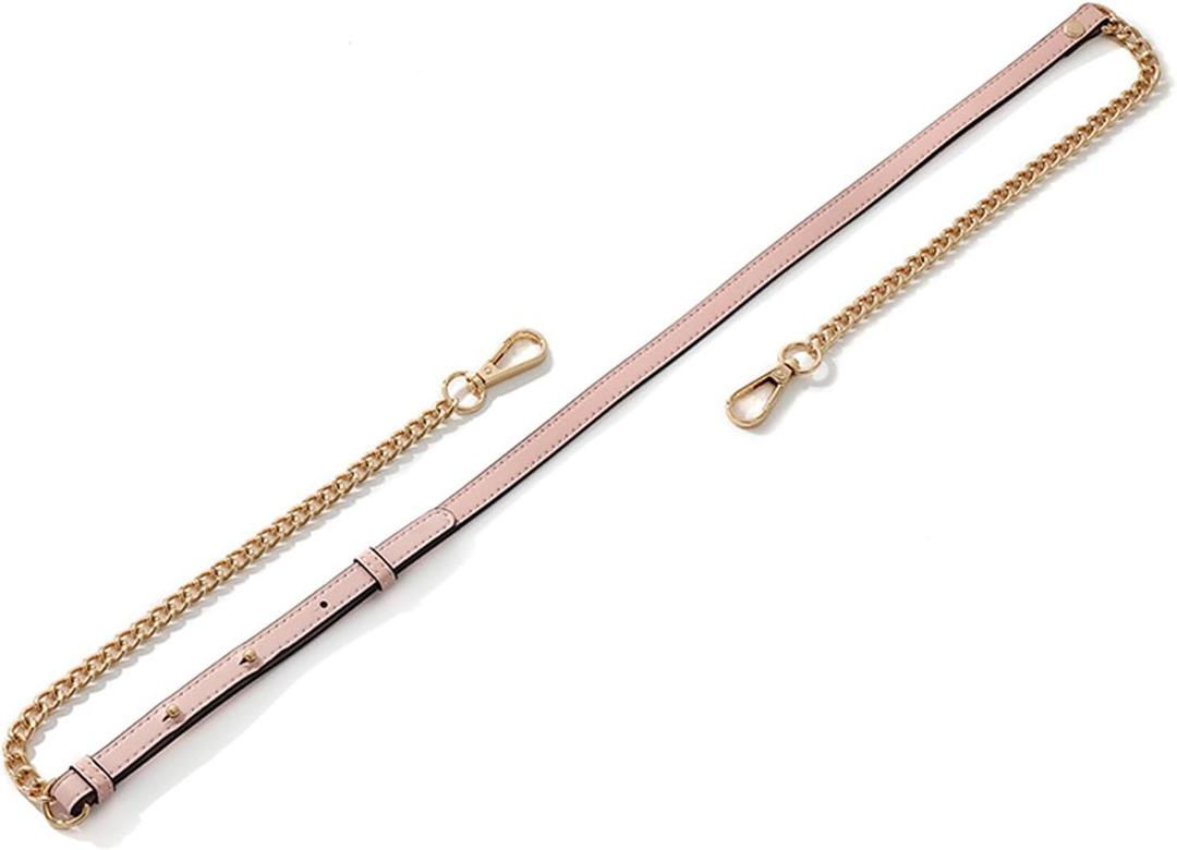 Bag Genuine Leather Chain Shoulder Straps Adjustable,Purse Straps Replacement Crossbody for Handbags(Pink-G)