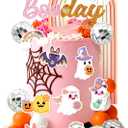 JeVenis Groovy Hippie Halloween Birthday Decorations Happy Boo Day Spooky Cake Toppers Halloween Party Decor Boho Ghost Bday Decor for Girls' Birthday