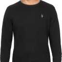 U.S. Polo Solid Jersey Crew Neck Sweater Pullover for Men (Large, Black)