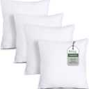ROYALE LINENS 12 x 12 Pillow Insert - Down Alternative Throw Pillows Insert - Square Pillow Pack of 4 White - Bed & Couch Pillows - Inner Cushion for Bed, Cushion for Living Room - Shams Stuffer