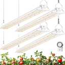 Barrina TX72 Grow Light for Indoor Plants, 4FT, 288W(4 x 72W, 2000W Equivalent), Full Spectrum with 660nm Red LEDs, High PPFD, Mechanical Timer, Linkable, Hanging Plant Lights for Greenhouse, 4 Pack