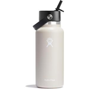 Hydro Flask Water Bottle - Insulated Stainless Steel - Wide Straw Lid, Non Spill, Leakproof in 32 Oz Oat Tan