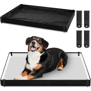 Dog Pee Pad Holder with 4 Fixing Clips 33 x 23 Inch Extra Large Foldable Potty Pads Puppy Pad Holder Tray for Dogs Training High Side Easy to Clean