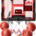 Indoor Basketball Hoop Toy for Girls - Pro Basketball Hoops with Scoreboard&4 Balls, Upgraded Backboard&Music Lights, Indoor Outdoor Basketball Sports Toys for Kids 4-8 8-12