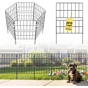 31.5 Inch(H) X 20 Ft(L) Tall Decorative Garden Fence 14 Pack Fencing Panels, Metal Wire Border No Dig Fencing Animal Barrier for Dog, Flower Edging for Yard Landscape Patio Outdoor Decor
