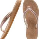 ONCAI Women's Flip Flops with Rhinestone, Arch Support Yoga Mat Comfort Walking Summer Beach Thong Sandals with Plantar Fasciitis Rubber Soles US Size 5-11