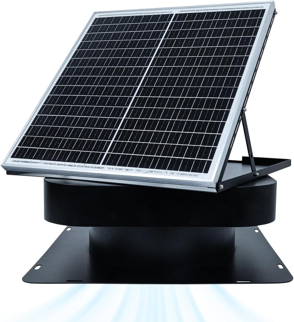 40W Solar Attic Fan, 12 Inch 2000 CFM Solar Powered Roof Exhaust Fan, Controller-Free Auto Ventilation, Heavy-Duty Copper Motor Weatherproof Vent for Home, Garage, Greenhouse, Shed