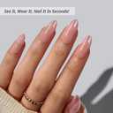 BTArtbox Press On Nails Medium - Pink Frosting, Lamp-Curable Almond Cat Eye French Tip Press On Nails with Glue and Adhesive Tabs for Women, Soft Gel Glue On Nails in 15 Sizes - 30 Stick On Nails Kit