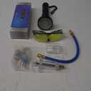 AC Leak Detector Kit R1234yf R134a R410a Hand Push Compressor 1oz/30ml AC Oil UV Dye Injector Kit Refrigerant Leak Detector Tool Low Side Quick Coupler Mini Split Adapter Glasses Flashlight