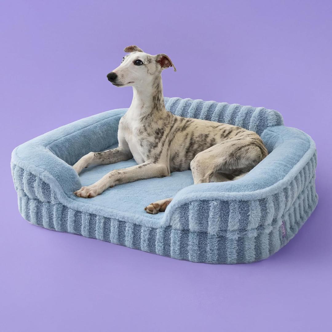 LE SURE Cute Dog Bed Medium Size Dog, Orthopedic Waterproof Medium Pet Beds with Sides, High Back Non-Slip Bottom and Egg-Crate Foam Pet Couch Sofa with Washable Removable Cover, Blue (28.0"L x 23.0"W x 6.5"Th)