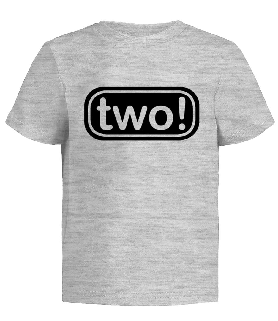 Two! 2nd Birthday Boy Shirt – Toddler 2 Year Old Tee, Second Birthday Party Kids Outfit 2T Gy/H SS