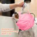 Nanaki Adjustable Shower Caps for Dogs Ears Dog Ear Covers for Bath, Shower Cap Reusable Waterproof Ear Covers for Dogs, Dog Ear Protection for Bath Dog Bath Ear Protection Bathing Grooming Swimming, Pink