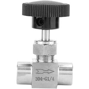 Stainless Steel Needle Valve, 1/4" Npt Female X 1/4" Npt Female Connection Straight Needle Valve for Flow Water Gas Oil Fuel Transmission