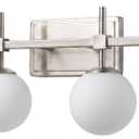 URSOLA 4 Lights 30" Bathroom Vanity Light Fixtures, Brushed Nickel Mid Century Modern Vanity Light with Opal Globe Glass Shades, G9 Socket, Bathroom Light Fixtures Over Mirror for Bathroom