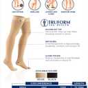 Truform 20-30 Mmhg Compression Stockings for Men & Women, Thigh High Length, Dot Top, Closed Toe, Beige, Medium (Medium (1 Pair))