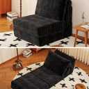 SYFERLORY Folding Sofa Bed Versatile 2 in 1 Accent Chair Couch Convertible Boneless Chaise Lounge Indoor Sleeper Bean Bag Chair Foldable Mattress with Back Support, Put Out Bed Comfy Floor Sofa | Convertible Sofa Bed (Black)