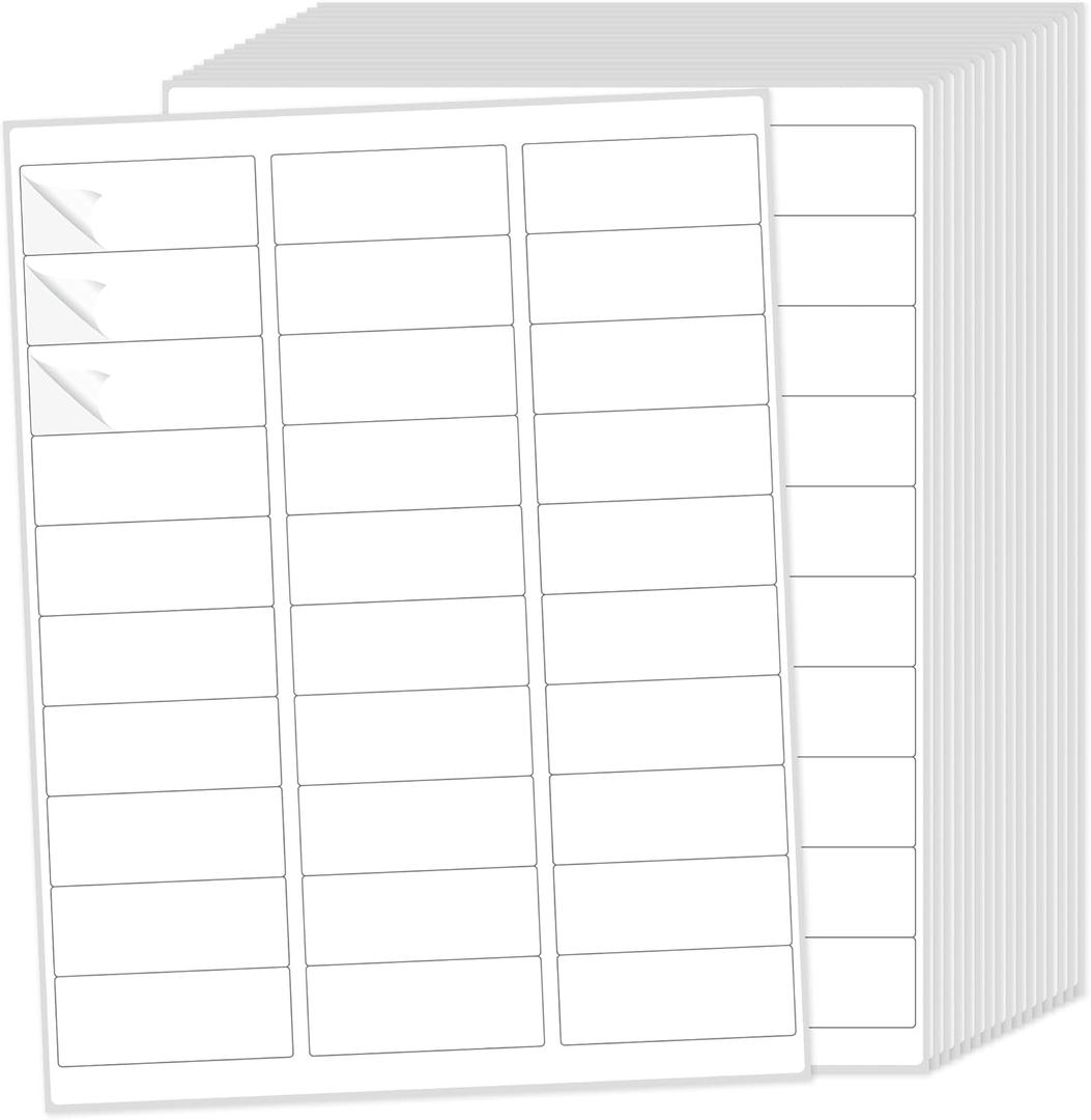 THEBLUETOUCH 1" x 2-5/8" Matte White Printable Labels, 1500 Labels Stickers for Laser/Inkjet Printing - Blank Address Mailing Label - 50 Sheets, 30 Stickers per Sheet
