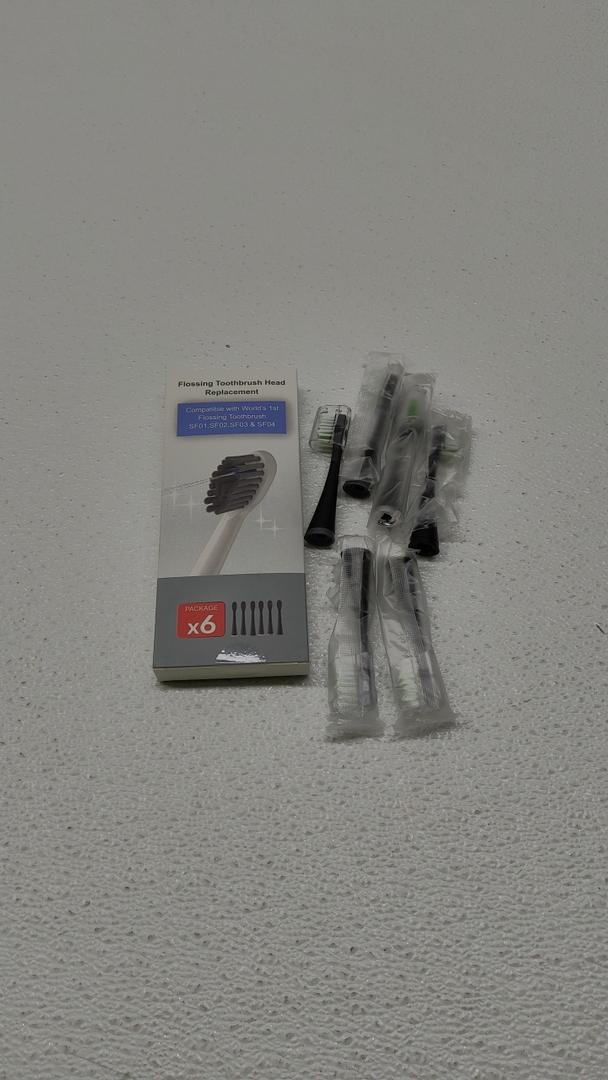 Flossing Toothbrush Head Replacement, 6 Count, Compatible with Water-pik Sonic Fusion / 2.0 SF-01, SF-02, SF03 & SF-04 (Black, Full(6Packs))