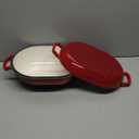 Enameled Cast Iron Sourdough Bread Oven, Dutch Oven, Loaf Cast Iron Bread Pan for Homemade Bread Baking, Meatloaf Pan with Lid, 5QT, Red