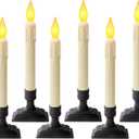 6 Pcs Sensor Dawn to Dusk Window Candles, Flickering Battery Candles for Windows, Ultra Bright Fake Candle Lights with Black Holders, Led Candlesticks for Xmas Home Decor, Warm Yellow Light