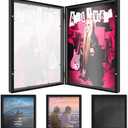 Pacify 2 Pack Magnetic Front-Opening Vinyl Record Frame for 12x12 Inch LP Covers, Solid Wood Album Frames for Vinyl Records Display, Wall-Mounted Record Display Frame with Clear Acrylic, Black (2, 12X12)