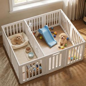 VNE Dog Playpen Indoor with Door, Portable Puppy Playpen, 12-Panel Pet Pen