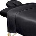 ForPro Professional Collection Premium Microfiber 3-Piece Massage Sheet Set, Black, Ultra-Light, Stain, and Wrinkle-Resistant Includes Massage Flat and Fitted Sheet and Massage Face Rest Cover