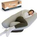 Plufl Hugl Cooling Body Pillow for Adults Made with CloudSupport Fill | U Shaped Maternity Pillows Great for Side Sleepers & Pregnant Women | Washable Cover | Grey (Standard)