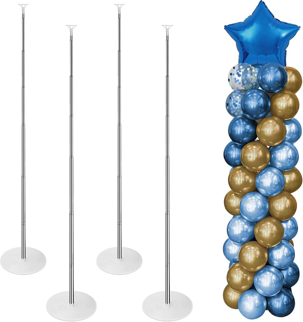 4 Sets Metal Balloon Stand, Balloon Arch Kit of 4, 7 Feet Adjustable, Durable, Ideal for General Celebrations, Children, Unisex, Christmas, Event Planners, Party Organizers, 84 Inches