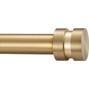 12-20 inch Short Adjustable Warm Gold Curtain Rods,1 inch Diameter Heavy Duty Side Curtain Rod Set with Aluminum Finals for Windows, Door, Drapery