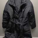 Daily Ritual Women's Padded Belted Puffer Jacket,  Black Large