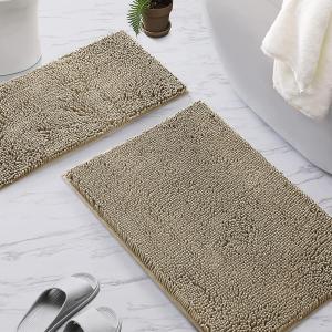 SONORO KATE Bathroom Rug,Non-Slip Bath Mat,Soft Cozy Shaggy Thick Bath Rugs for Bathroom,Plush Rugs for Bathtubs,Water Absorbent Rain Showers and Under The Sink (Beige, 36" x 24" Plus 32" x 20")
