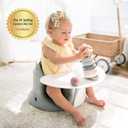 Upseat The Original Ergonomic Baby Floor & Booster Seat with Tray, Developed with Physical Therapists for Upright Posture & Healthy Hip Development, 424 Months, Dishwasher-Safe Extra-Large Tray, Gray