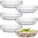 Fasmov 6 Pack Plastic Serving Bowls, Square Serving Bowls, 72 Ounce Large Elegant Diamond Pattern Plastic Bowls for Salad, Party Snack, Popcorn, Chip, Buffet, Candy, Fruit, Clear