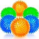 SHARLOVY Squeaky Balls for Pet Small Puppy, TPR Fetch Spike Balls for Dogs, Rubber 6 Pack Bright Colors Chew Teething Dog Toys (Multi)