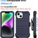 Saiboro for iPhone 14 Belt Clip Case Holster with Stand,for iPhone 14 Defender Case Anti-Drop,2 Layers of Sturdy for iPhone Case14,for Protective iPhone14Case Defender Belt Blue